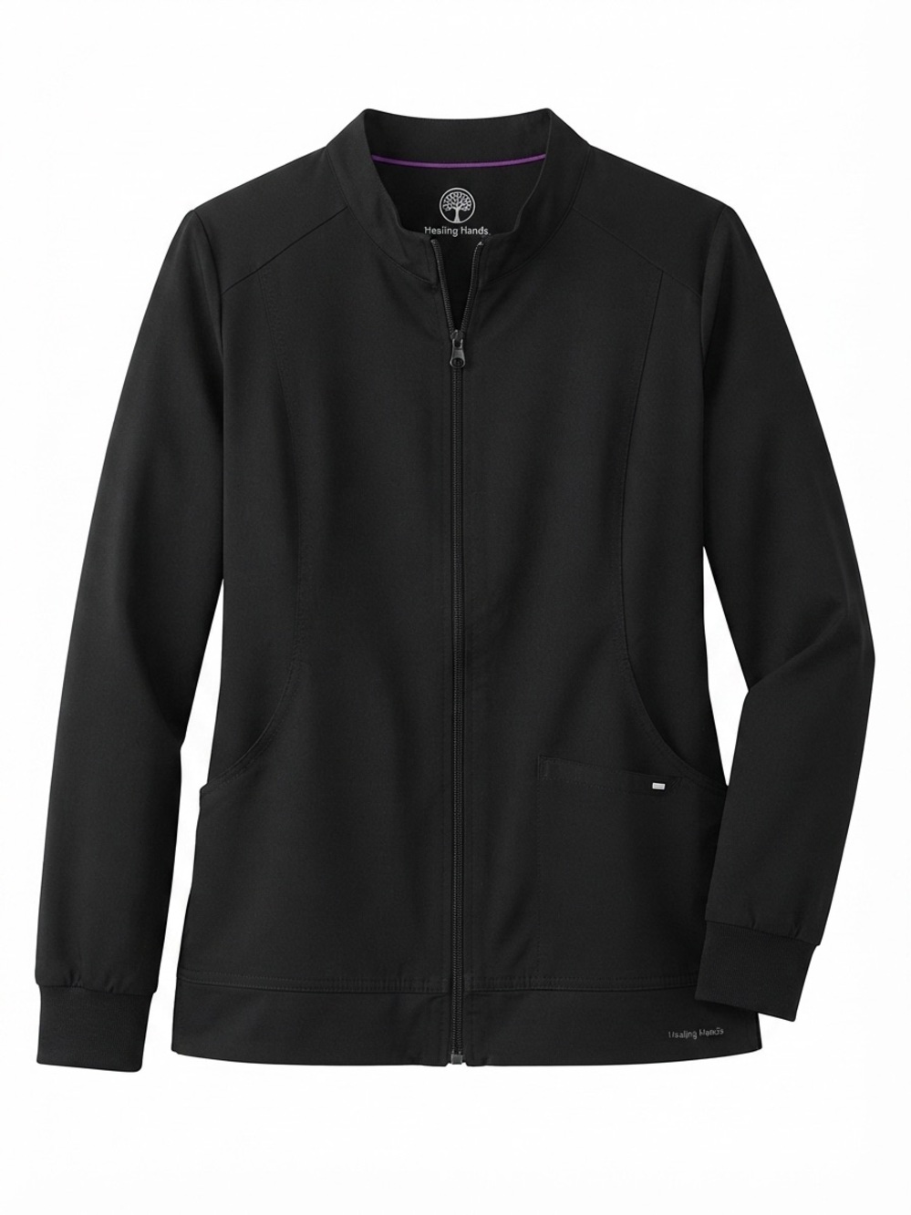 Healing Hands Black Zip-Front Scrub Jacket Women's Medium 5038 Dakota
